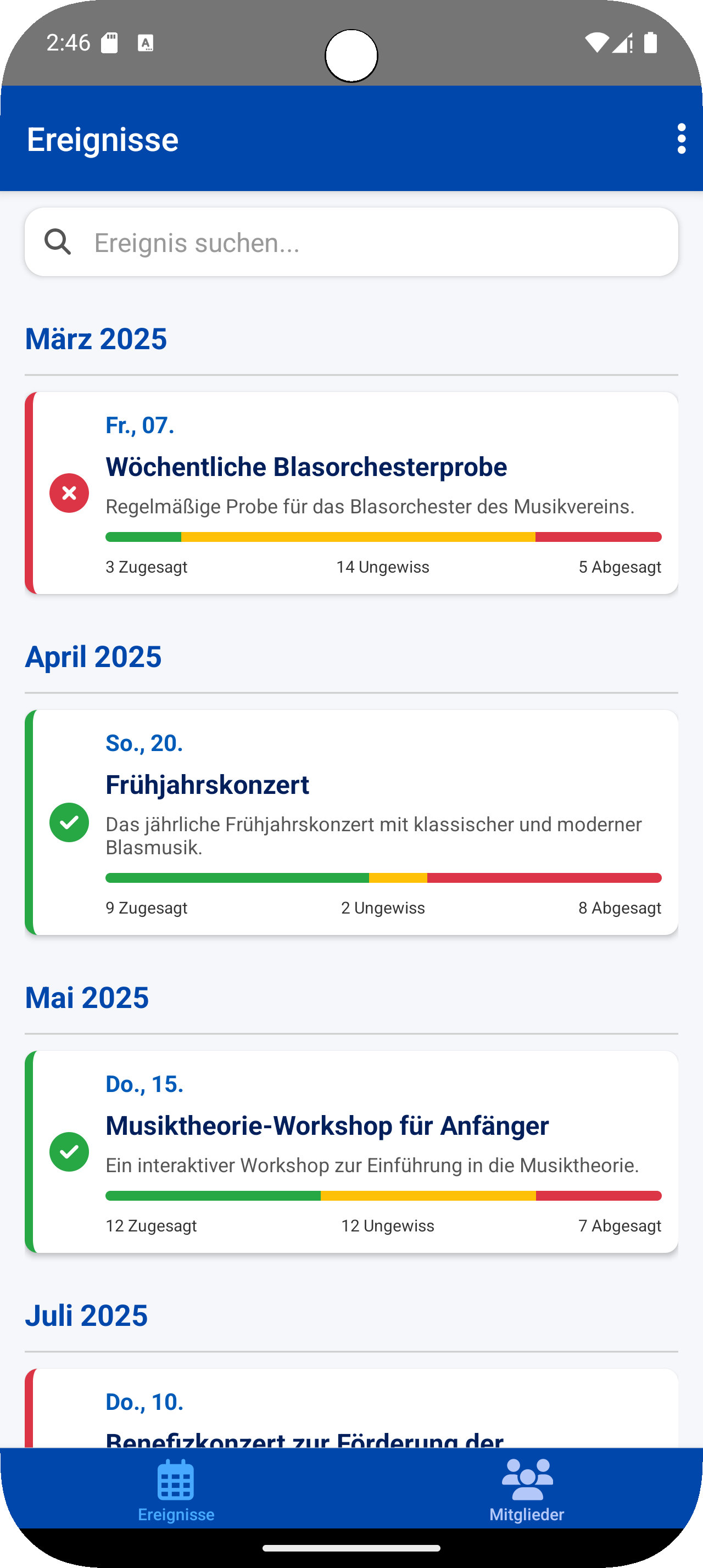 Event-Übersicht deinVerein